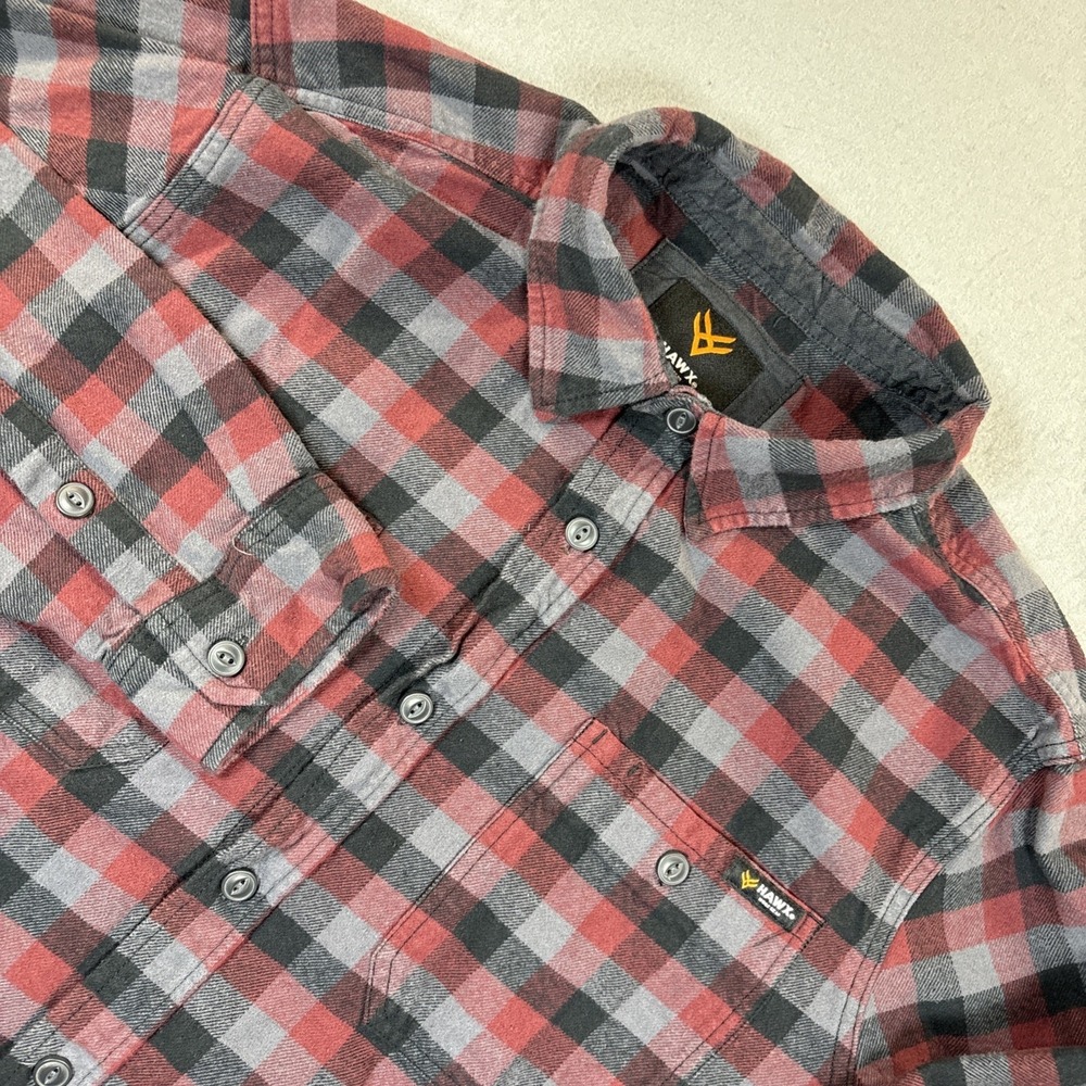 HAWX Red/Black‎ Plaid Work Shirt Men's Large Button up Long Sleeve